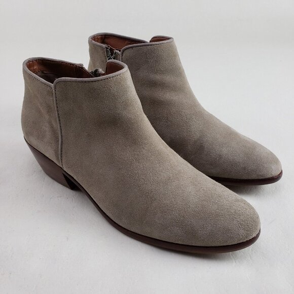 Sam Edelman Petty Ankle Boots Womens 9 M Beige Leather Side Zip Booties - Picture 1 of 12